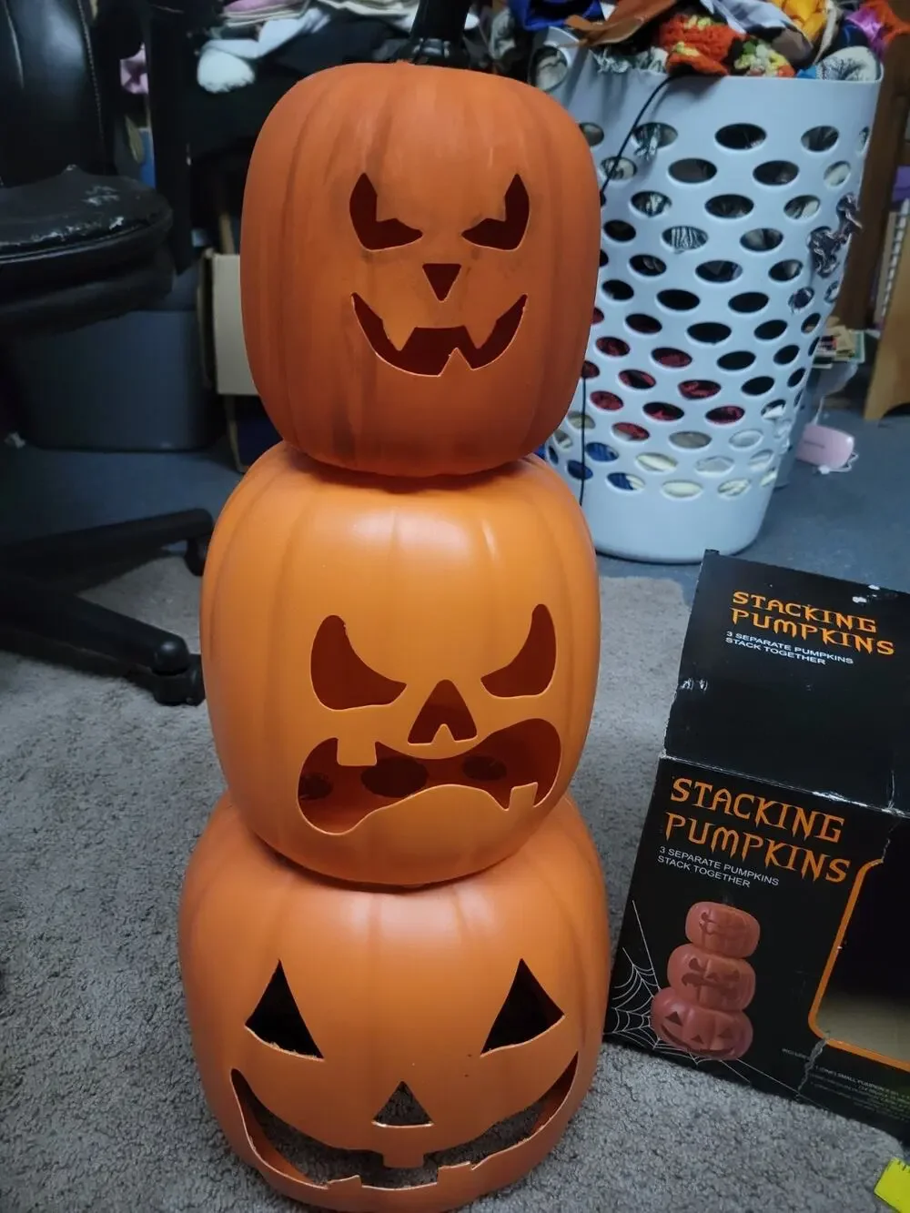 Stacked Pumpkins Orange In Box Excellent